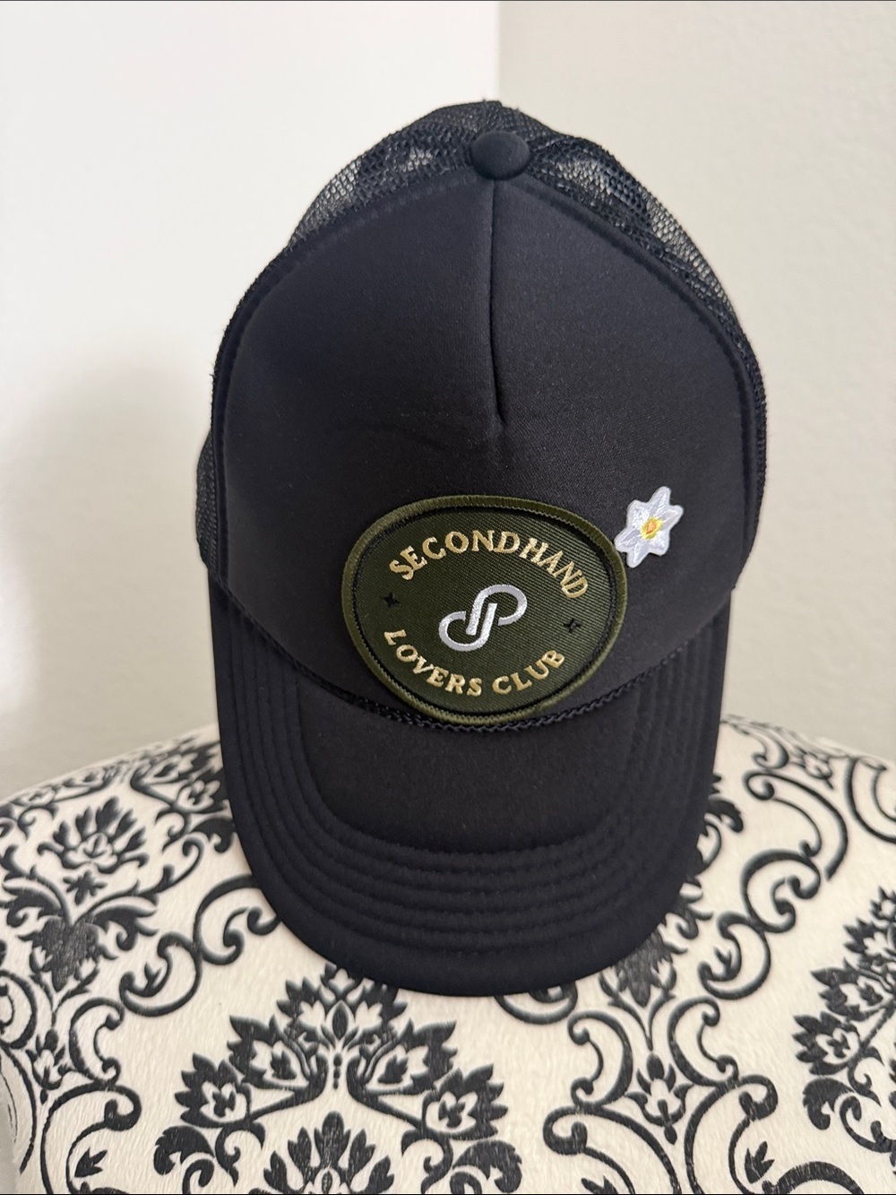 Poshmark Secondhand Lovers Club Black Patch Trucker Hat